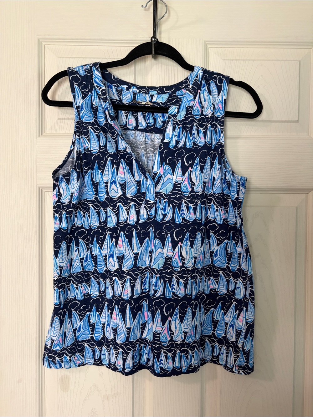Lilly Pulitzer Navy Blue Sailboat Print Sleeveless Camisole